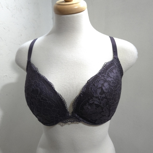 Lasenza | Elegant Lace Underwire Bra - Dark Purple 34DD - Picture 2 of 9